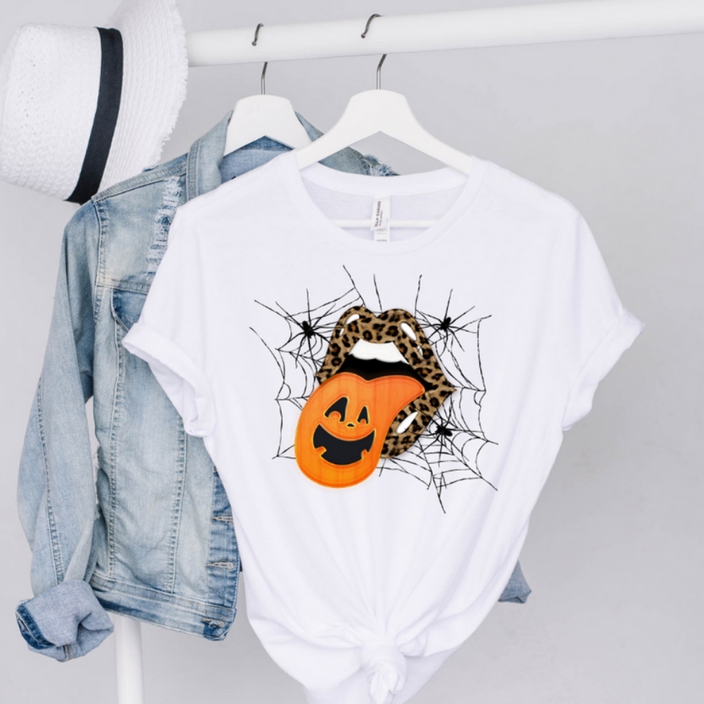 Halloween Pumpkin Rolling Stones Graphic Tee